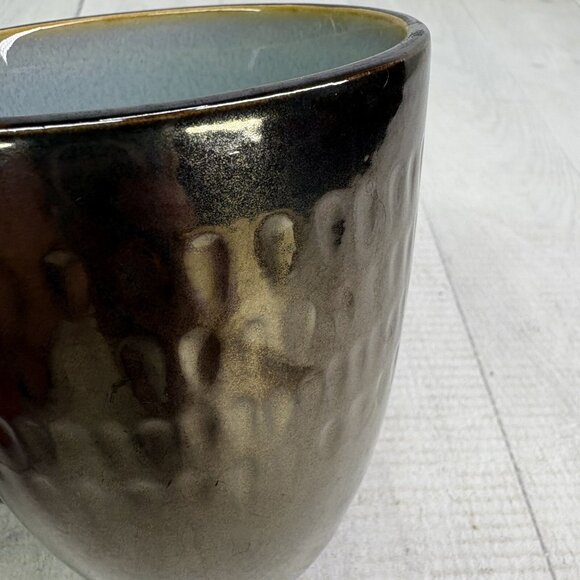 Food Network ANGELICA Light Blue Bronze Metallic 16oz Stoneware Cups Mugs Set 3 - Picture 11 of 16